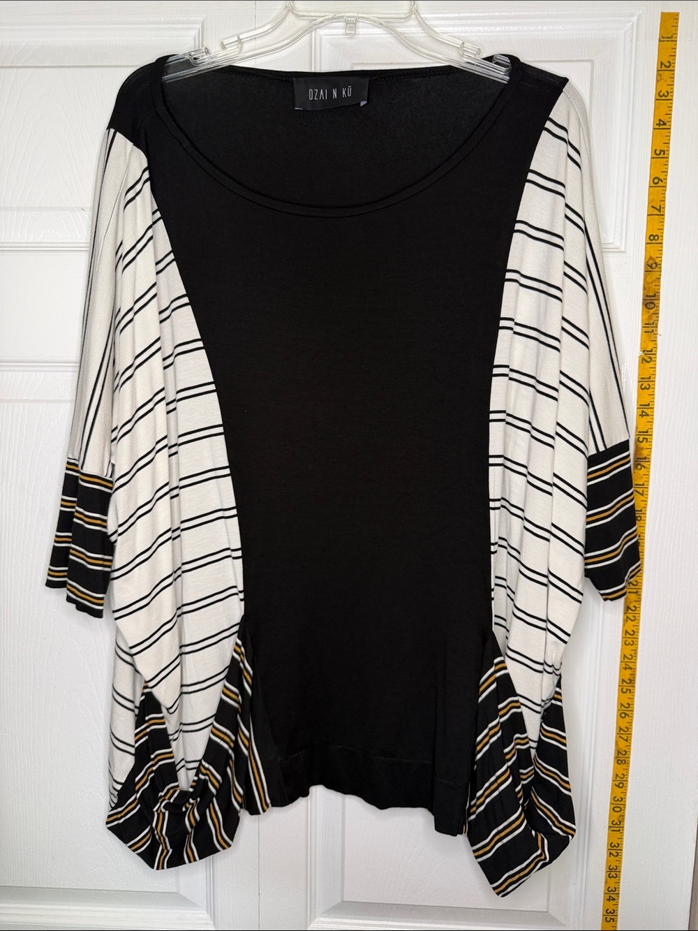 Ozai N Ku Black Panel Striped Dolman Tunic